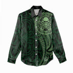New Zealand Skull Darts Women Casual Shirt Aotearoa Maori Chest Tattoo Stylized Green - Aussie Hoodie