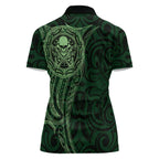 New Zealand Skull Darts Women Polo Shirt Aotearoa Maori Chest Tattoo Stylized Green - Aussie Hoodie