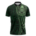 New Zealand Skull Darts Zipper Polo Shirt Aotearoa Maori Chest Tattoo Stylized Green - Aussie Hoodie