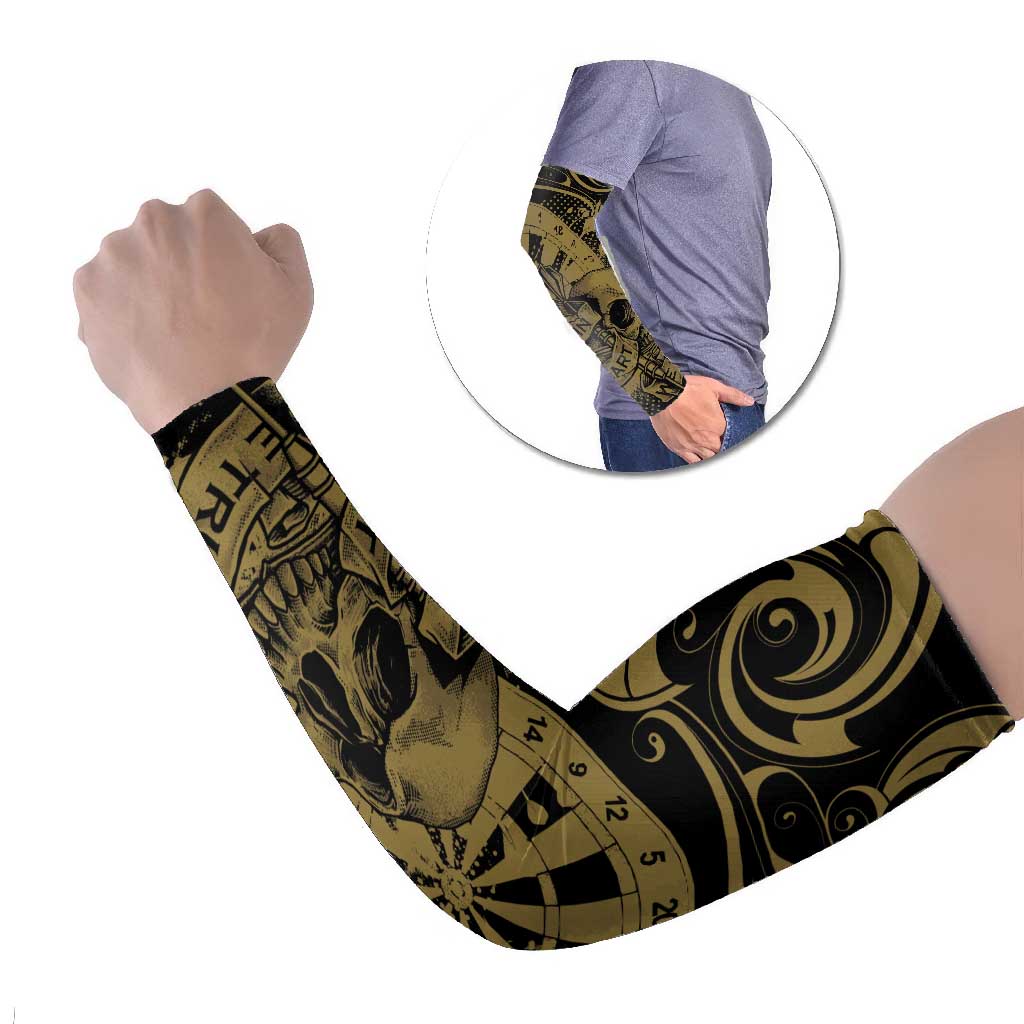 New Zealand Darts Arm Sleeves Skull In Dart We Trust Maori Pattern - Aussie Hoodie