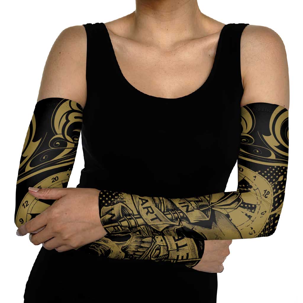 New Zealand Darts Arm Sleeves Skull In Dart We Trust Maori Pattern - Aussie Hoodie