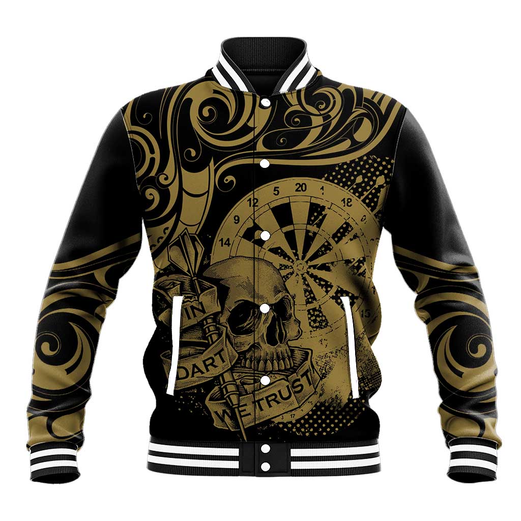 New Zealand Darts Baseball Jacket Skull In Dart We Trust Maori Pattern - Aussie Hoodie