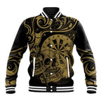 New Zealand Darts Baseball Jacket Skull In Dart We Trust Maori Pattern - Aussie Hoodie