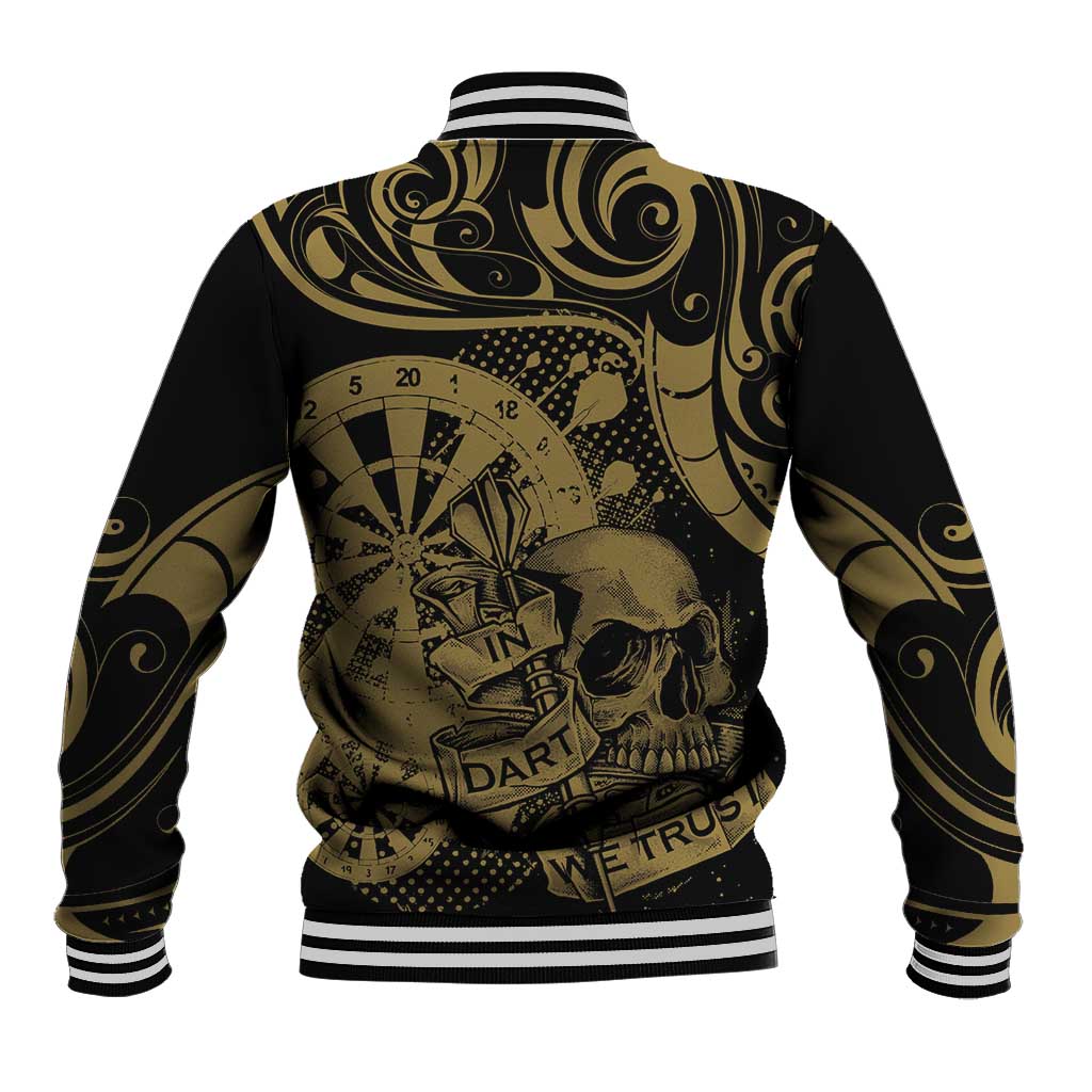New Zealand Darts Baseball Jacket Skull In Dart We Trust Maori Pattern - Aussie Hoodie