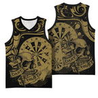 New Zealand Darts Basketball Jersey Skull In Dart We Trust Maori Pattern - Aussie Hoodie