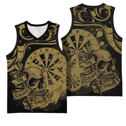 New Zealand Darts Basketball Jersey Skull In Dart We Trust Maori Pattern - Aussie Hoodie