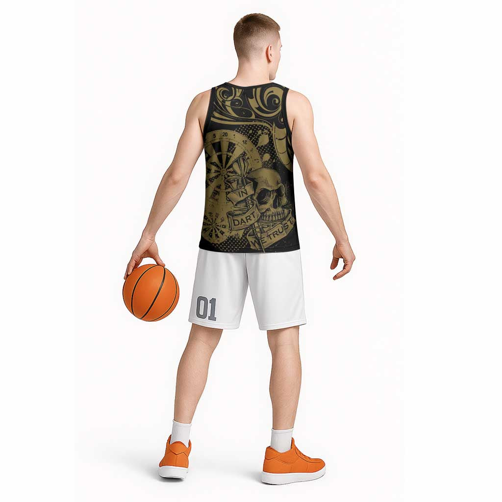New Zealand Darts Basketball Jersey Skull In Dart We Trust Maori Pattern - Aussie Hoodie
