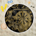 New Zealand Darts Beach Blanket Skull In Dart We Trust Maori Pattern - Aussie Hoodie