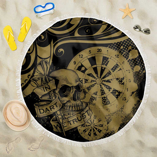 New Zealand Darts Beach Blanket Skull In Dart We Trust Maori Pattern - Aussie Hoodie