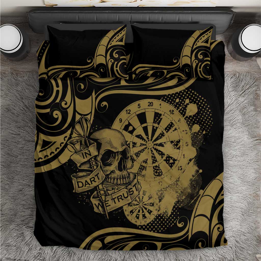 New Zealand Darts Bedding Set Skull In Dart We Trust Maori Pattern - Aussie Hoodie