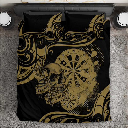 New Zealand Darts Bedding Set Skull In Dart We Trust Maori Pattern - Aussie Hoodie