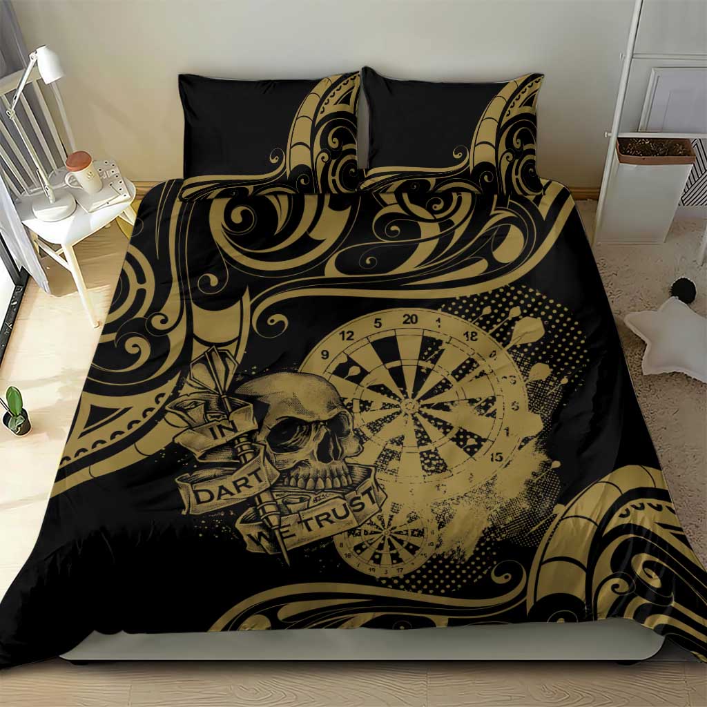 New Zealand Darts Bedding Set Skull In Dart We Trust Maori Pattern - Aussie Hoodie