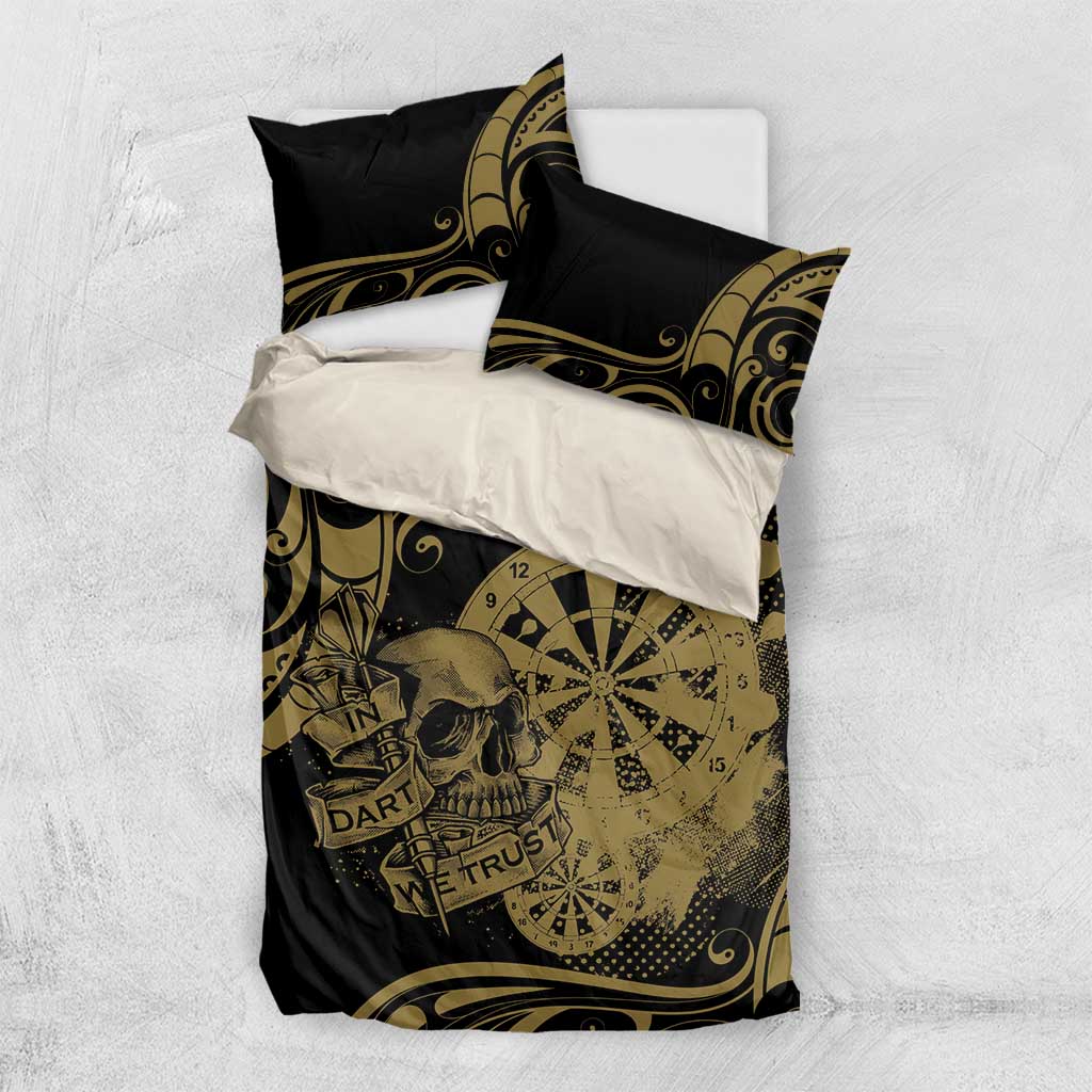 New Zealand Darts Bedding Set Skull In Dart We Trust Maori Pattern - Aussie Hoodie