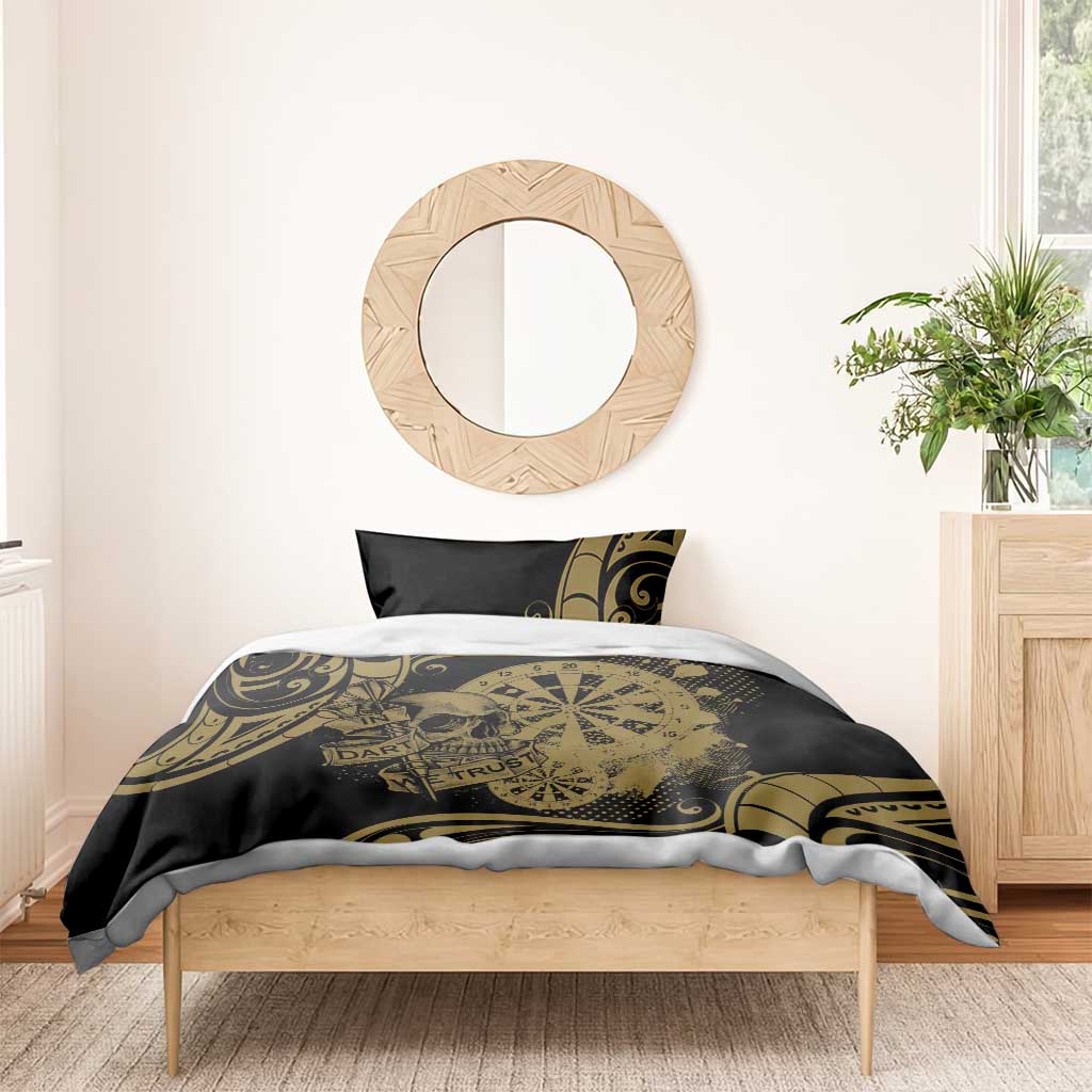 New Zealand Darts Bedding Set Skull In Dart We Trust Maori Pattern - Aussie Hoodie