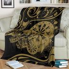 New Zealand Darts Blanket Skull In Dart We Trust Maori Pattern - Aussie Hoodie