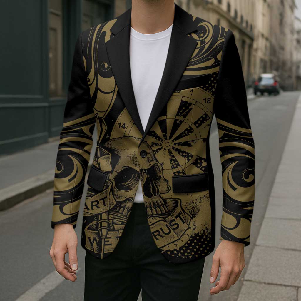 New Zealand Darts Blazer Skull In Dart We Trust Maori Pattern - Aussie Hoodie