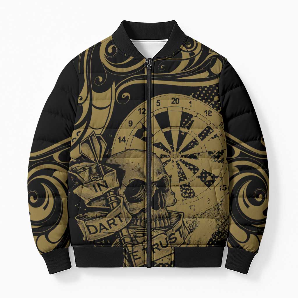 New Zealand Darts Bomber Puffer Jacket Skull In Dart We Trust Maori Pattern - Aussie Hoodie