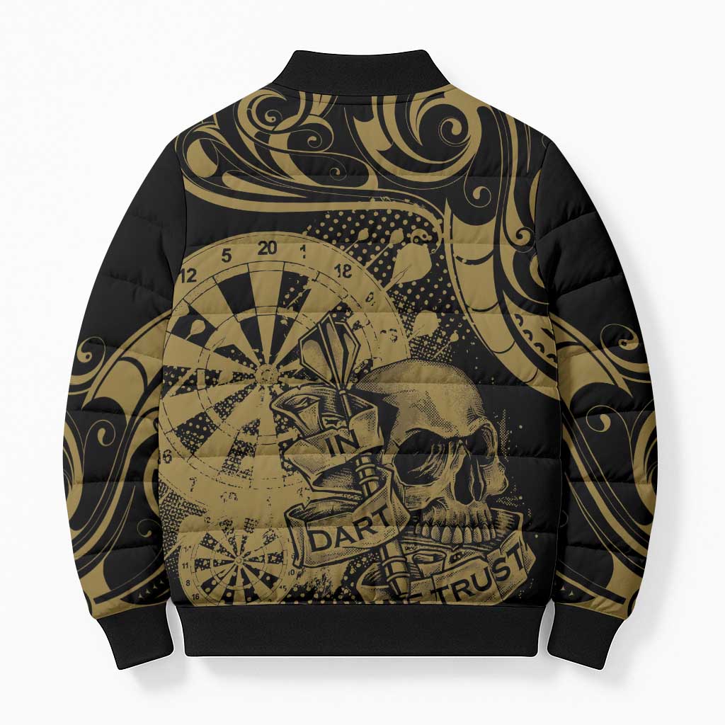 New Zealand Darts Bomber Puffer Jacket Skull In Dart We Trust Maori Pattern - Aussie Hoodie