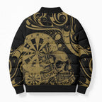 New Zealand Darts Bomber Puffer Jacket Skull In Dart We Trust Maori Pattern - Aussie Hoodie