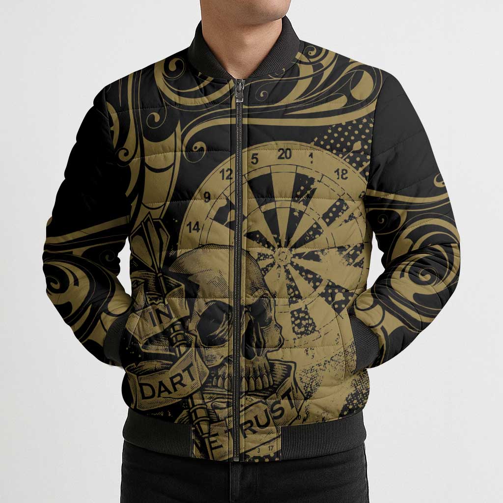 New Zealand Darts Bomber Puffer Jacket Skull In Dart We Trust Maori Pattern - Aussie Hoodie