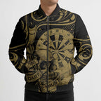 New Zealand Darts Bomber Puffer Jacket Skull In Dart We Trust Maori Pattern - Aussie Hoodie