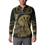 New Zealand Darts Button Sweatshirt Skull In Dart We Trust Maori Pattern - Aussie Hoodie