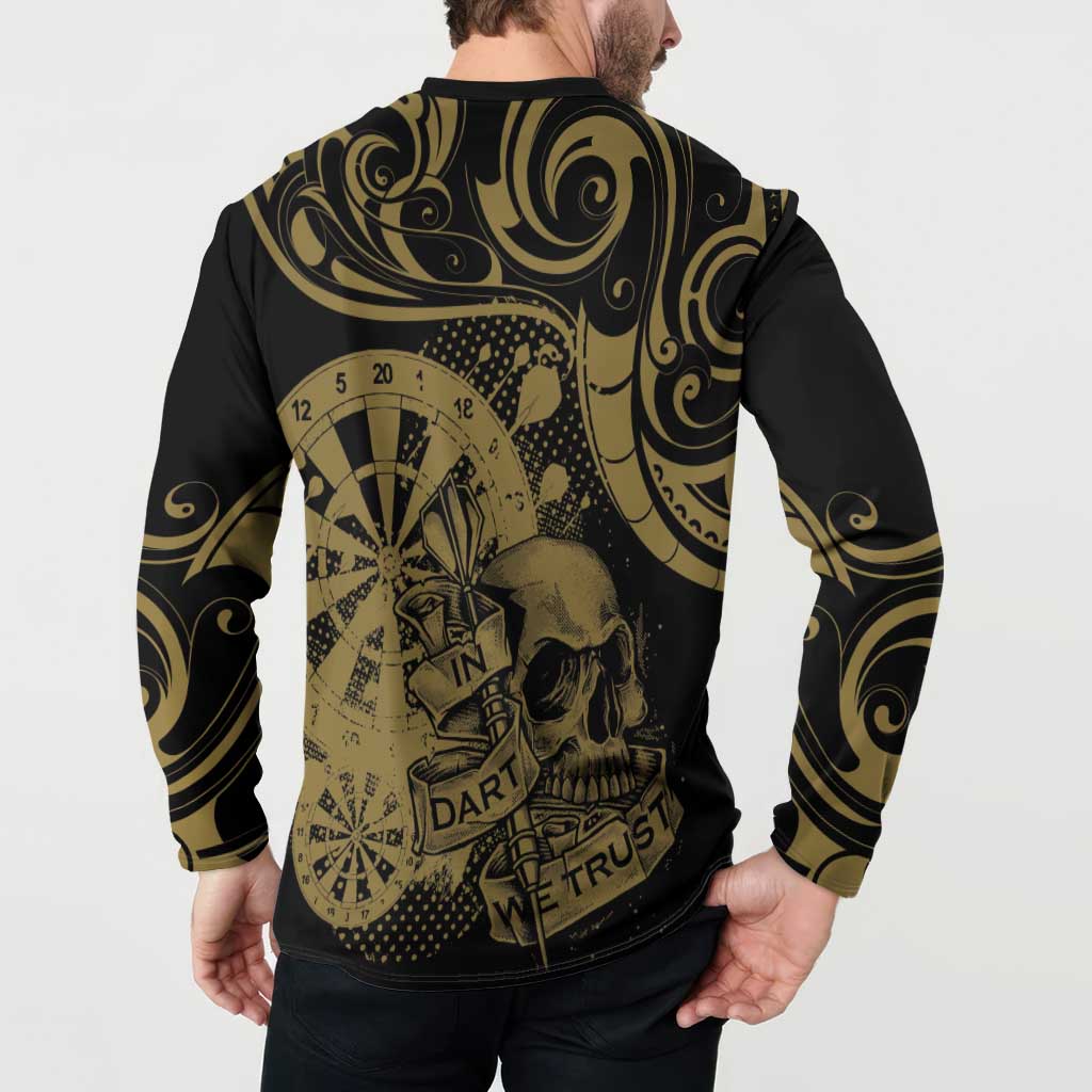 New Zealand Darts Button Sweatshirt Skull In Dart We Trust Maori Pattern - Aussie Hoodie