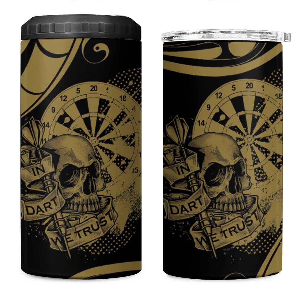 New Zealand Darts 4 in 1 Can Cooler Tumbler Skull In Dart We Trust Maori Pattern - Aussie Hoodie