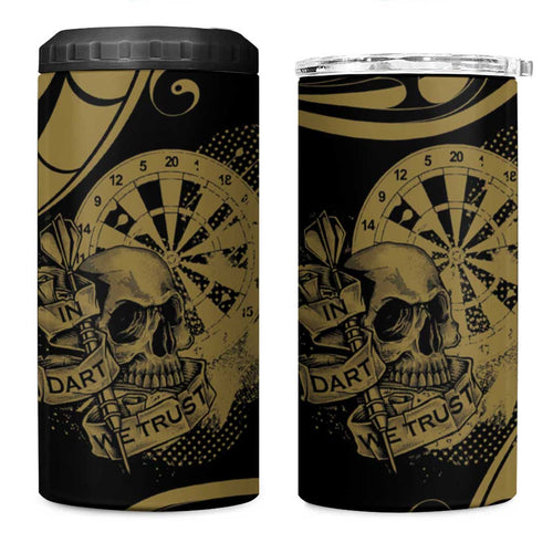 New Zealand Darts 4 in 1 Can Cooler Tumbler Skull In Dart We Trust Maori Pattern - Aussie Hoodie