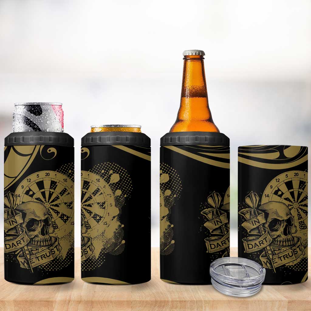 New Zealand Darts 4 in 1 Can Cooler Tumbler Skull In Dart We Trust Maori Pattern - Aussie Hoodie