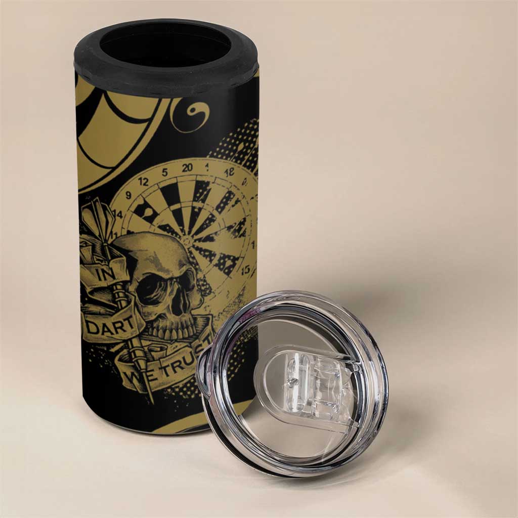 New Zealand Darts 4 in 1 Can Cooler Tumbler Skull In Dart We Trust Maori Pattern - Aussie Hoodie