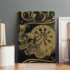 New Zealand Darts Canvas Wall Art Skull In Dart We Trust Maori Pattern - Aussie Hoodie