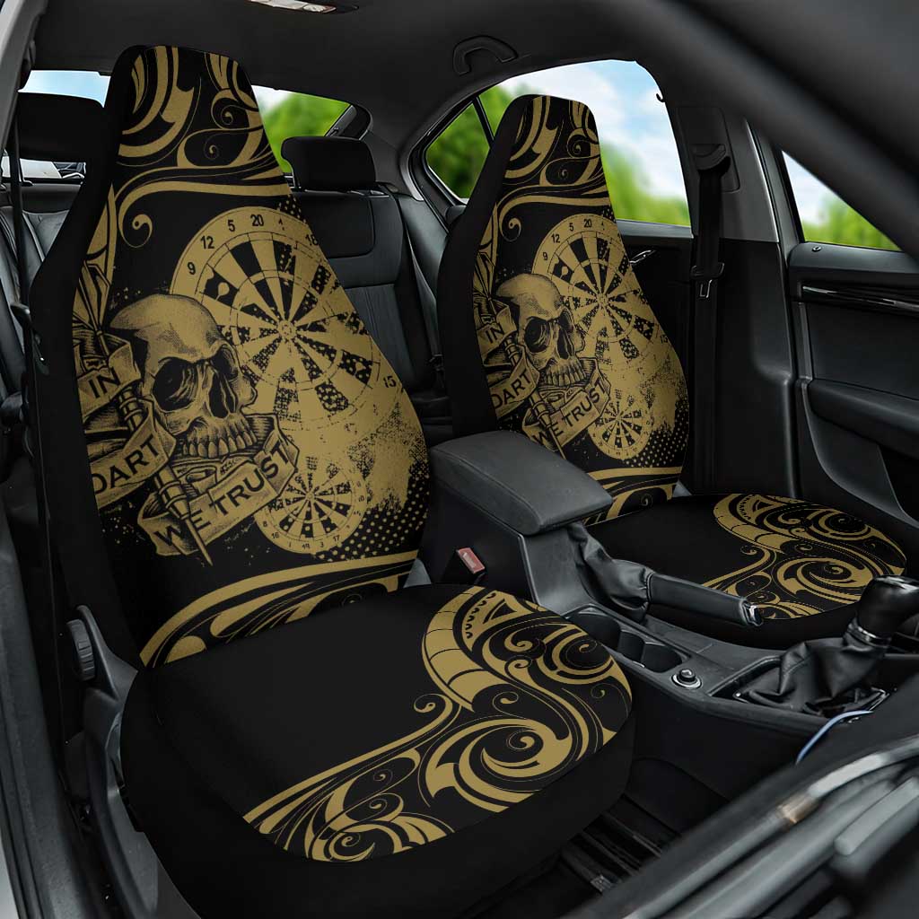 New Zealand Darts Car Seat Cover Skull In Dart We Trust Maori Pattern - Aussie Hoodie