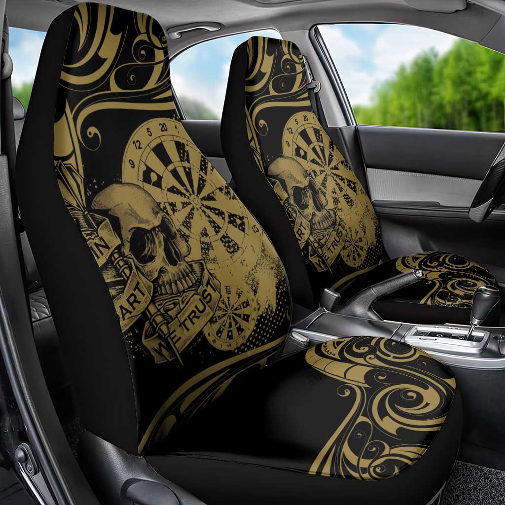 New Zealand Darts Car Seat Cover Skull In Dart We Trust Maori Pattern - Aussie Hoodie