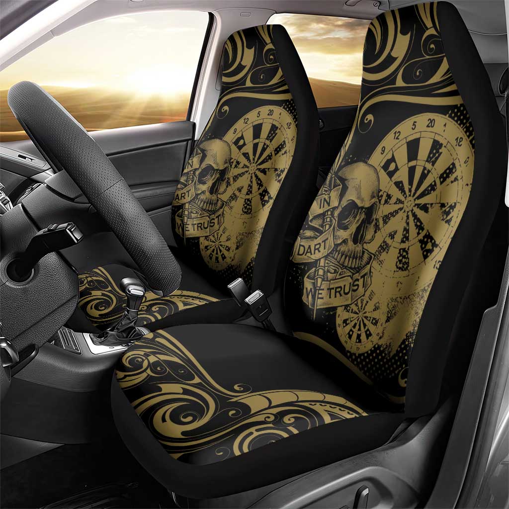 New Zealand Darts Car Seat Cover Skull In Dart We Trust Maori Pattern - Aussie Hoodie
