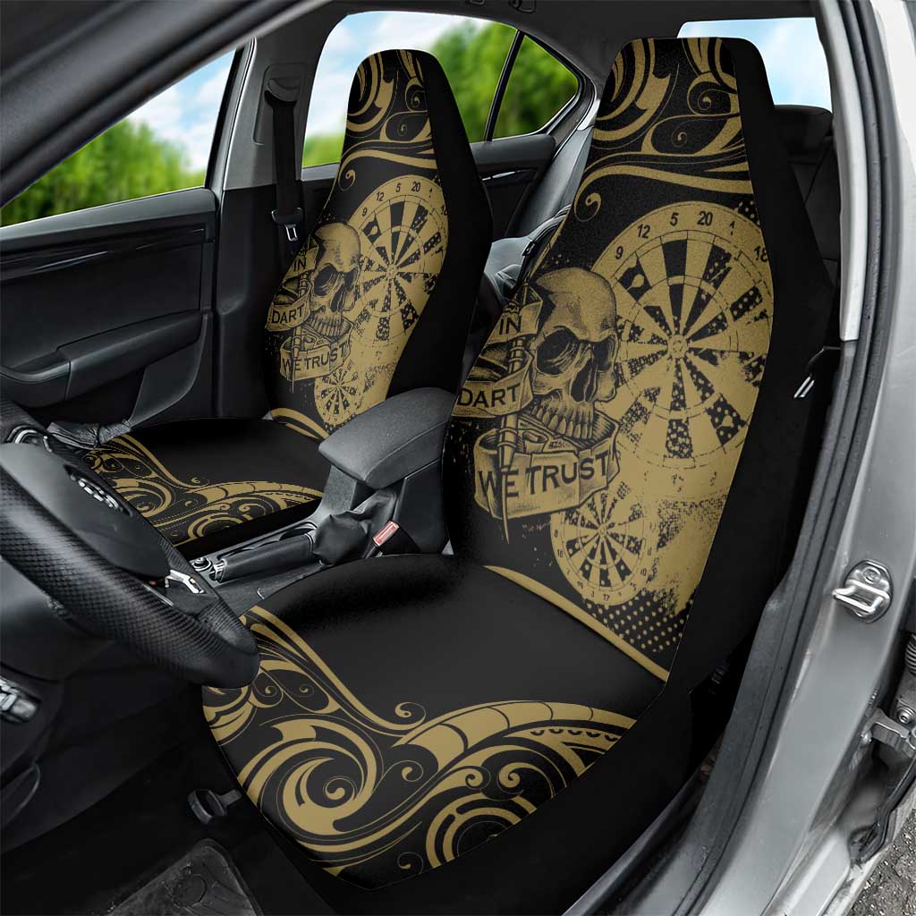 New Zealand Darts Car Seat Cover Skull In Dart We Trust Maori Pattern - Aussie Hoodie
