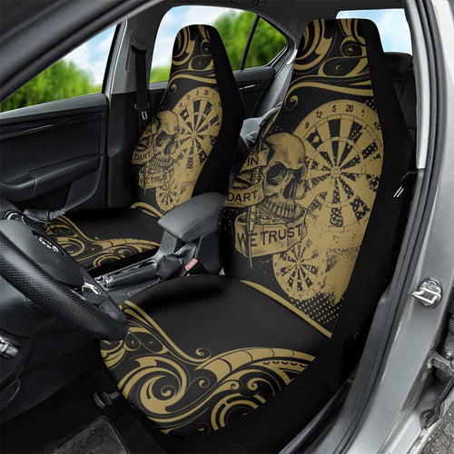New Zealand Darts Car Seat Cover Skull In Dart We Trust Maori Pattern - Aussie Hoodie