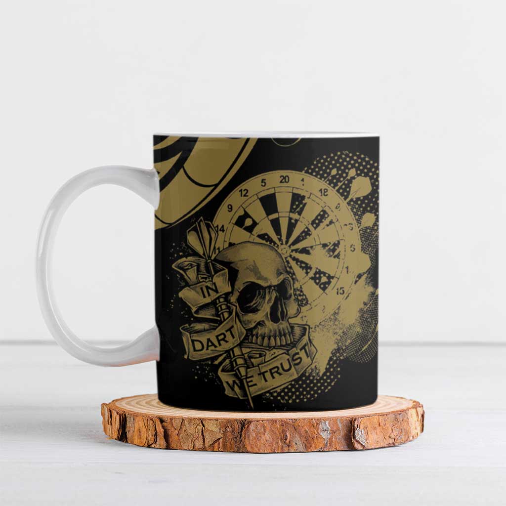 New Zealand Darts Ceramic Mug Skull In Dart We Trust Maori Pattern - Aussie Hoodie