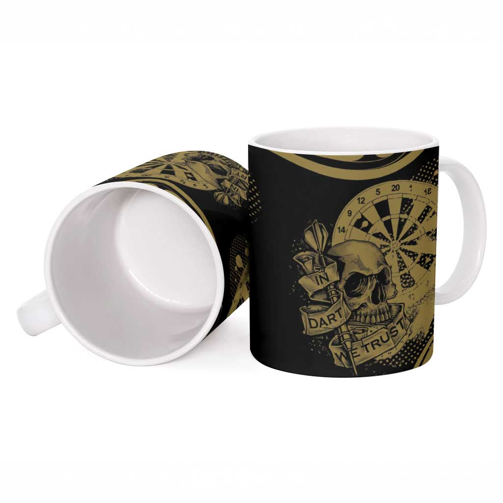 New Zealand Darts Ceramic Mug Skull In Dart We Trust Maori Pattern - Aussie Hoodie
