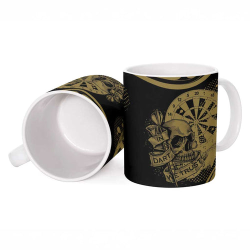 New Zealand Darts Ceramic Mug Skull In Dart We Trust Maori Pattern - Aussie Hoodie