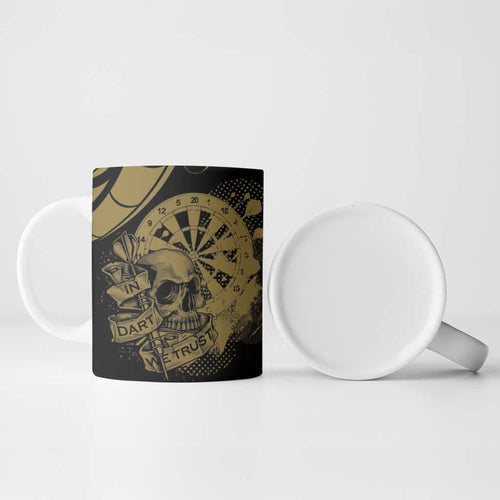 New Zealand Darts Ceramic Mug Skull In Dart We Trust Maori Pattern - Aussie Hoodie