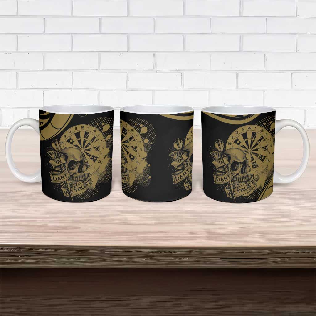 New Zealand Darts Ceramic Mug Skull In Dart We Trust Maori Pattern - Aussie Hoodie