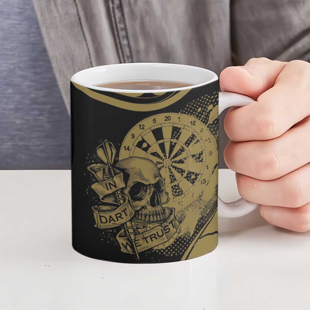 New Zealand Darts Ceramic Mug Skull In Dart We Trust Maori Pattern - Aussie Hoodie