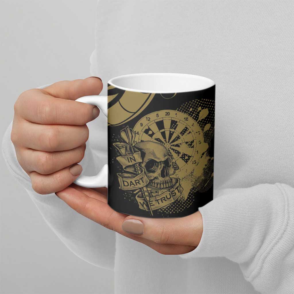 New Zealand Darts Ceramic Mug Skull In Dart We Trust Maori Pattern - Aussie Hoodie