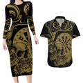 New Zealand Darts Couples Matching Long Sleeve Bodycon Dress and Hawaiian Shirt Skull In Dart We Trust Maori Pattern - Aussie Hoodie