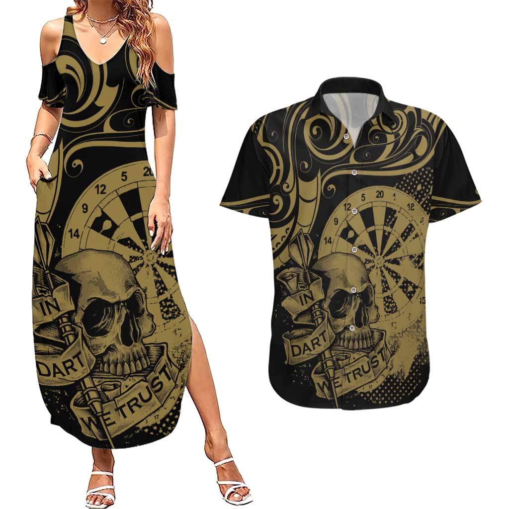 New Zealand Darts Couples Matching Summer Maxi Dress and Hawaiian Shirt Skull In Dart We Trust Maori Pattern - Aussie Hoodie