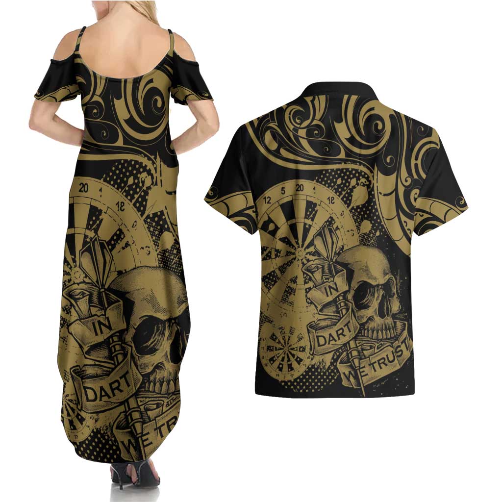 New Zealand Darts Couples Matching Summer Maxi Dress and Hawaiian Shirt Skull In Dart We Trust Maori Pattern - Aussie Hoodie
