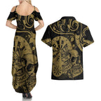 New Zealand Darts Couples Matching Summer Maxi Dress and Hawaiian Shirt Skull In Dart We Trust Maori Pattern - Aussie Hoodie