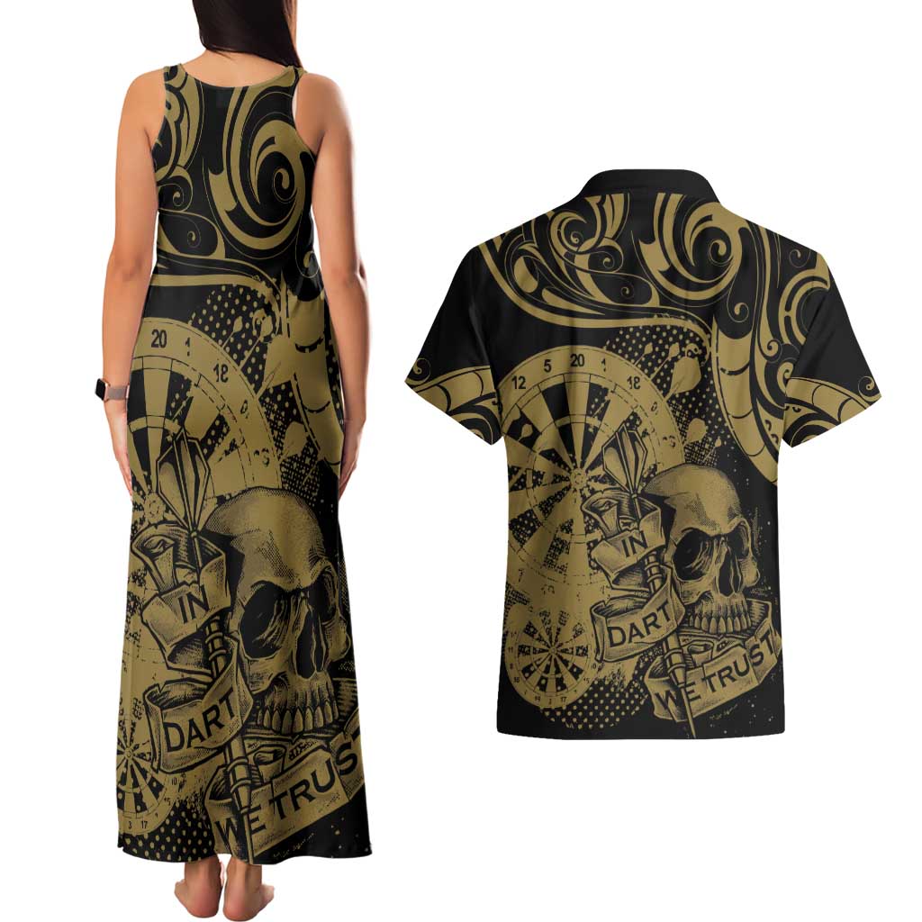 New Zealand Darts Couples Matching Tank Maxi Dress and Hawaiian Shirt Skull In Dart We Trust Maori Pattern - Aussie Hoodie