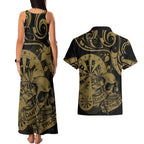 New Zealand Darts Couples Matching Tank Maxi Dress and Hawaiian Shirt Skull In Dart We Trust Maori Pattern - Aussie Hoodie